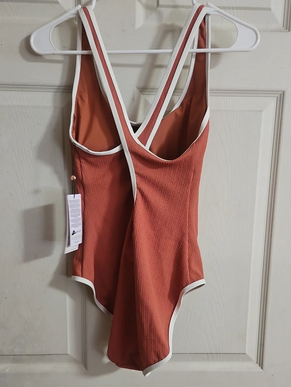 CALIA Tipped Simple One Piece Swimsuit: Warm Terracotta: New With Tags: Size 10